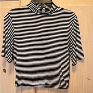 Express Black and White Striped Short Sleeve Top